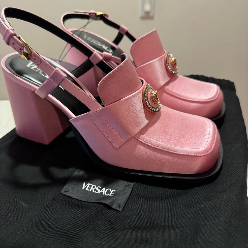 Versace Pink Satin Heels